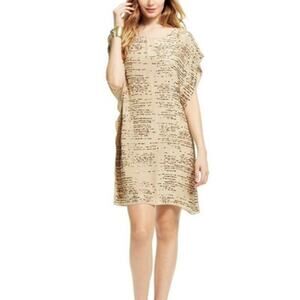 Calypso St. Barth Sz M 100% Silk All-Over Sequin Embellishment Tunic Dress Cream